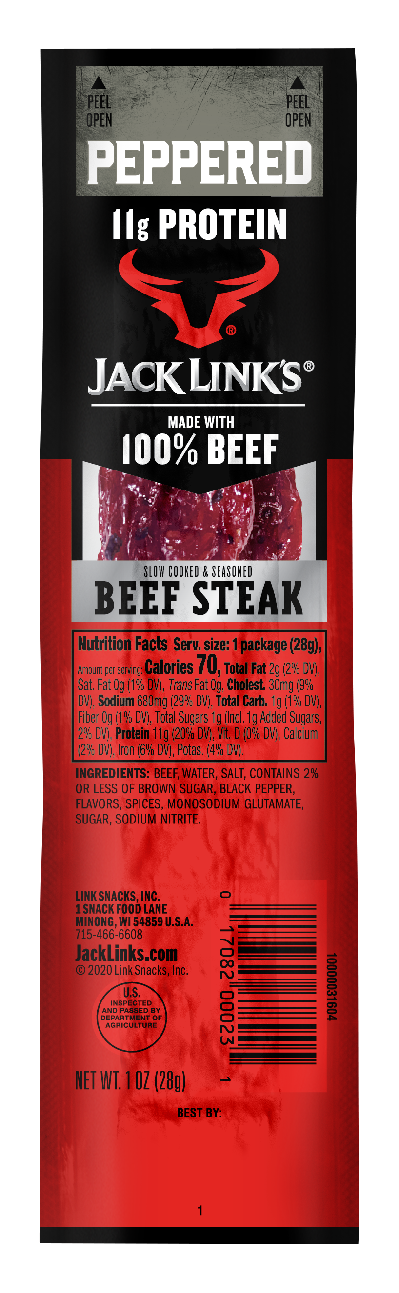 Jack Link's Beef Steaks Peppered 12/12ct 1oz