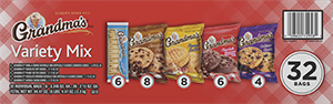 Grandma's Cookies Variety Pack (C.C./PNB/Oat/BR/Van) 32ct