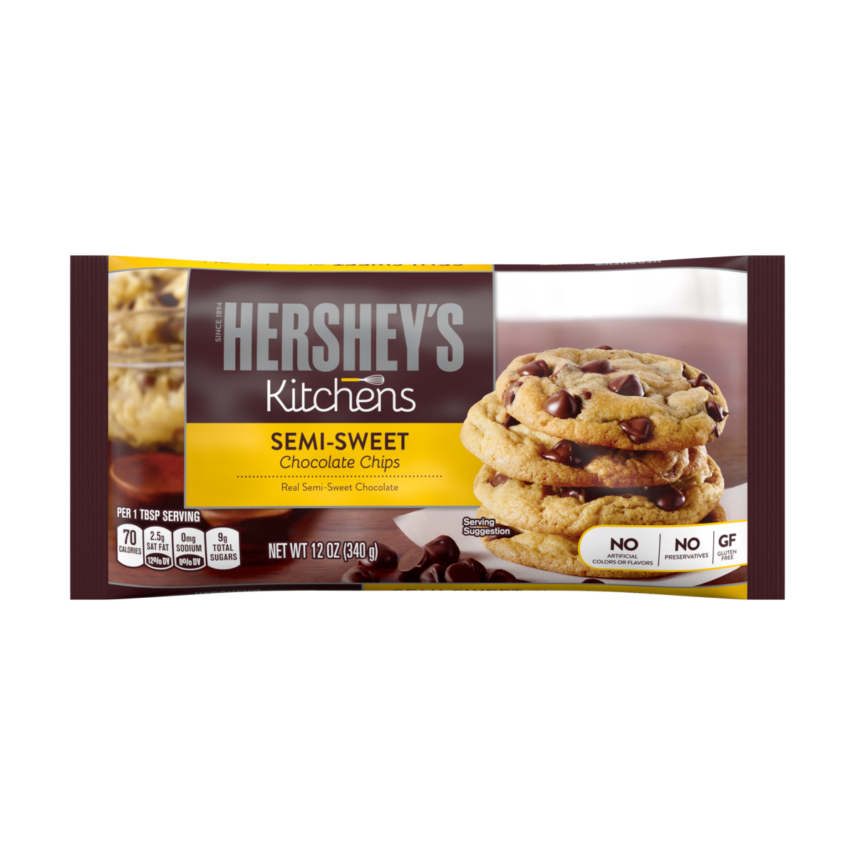 HERSHEY'S Semi-Sweet Chocolate Baking Chips, 12 oz., 60 ct., Display Ready Case