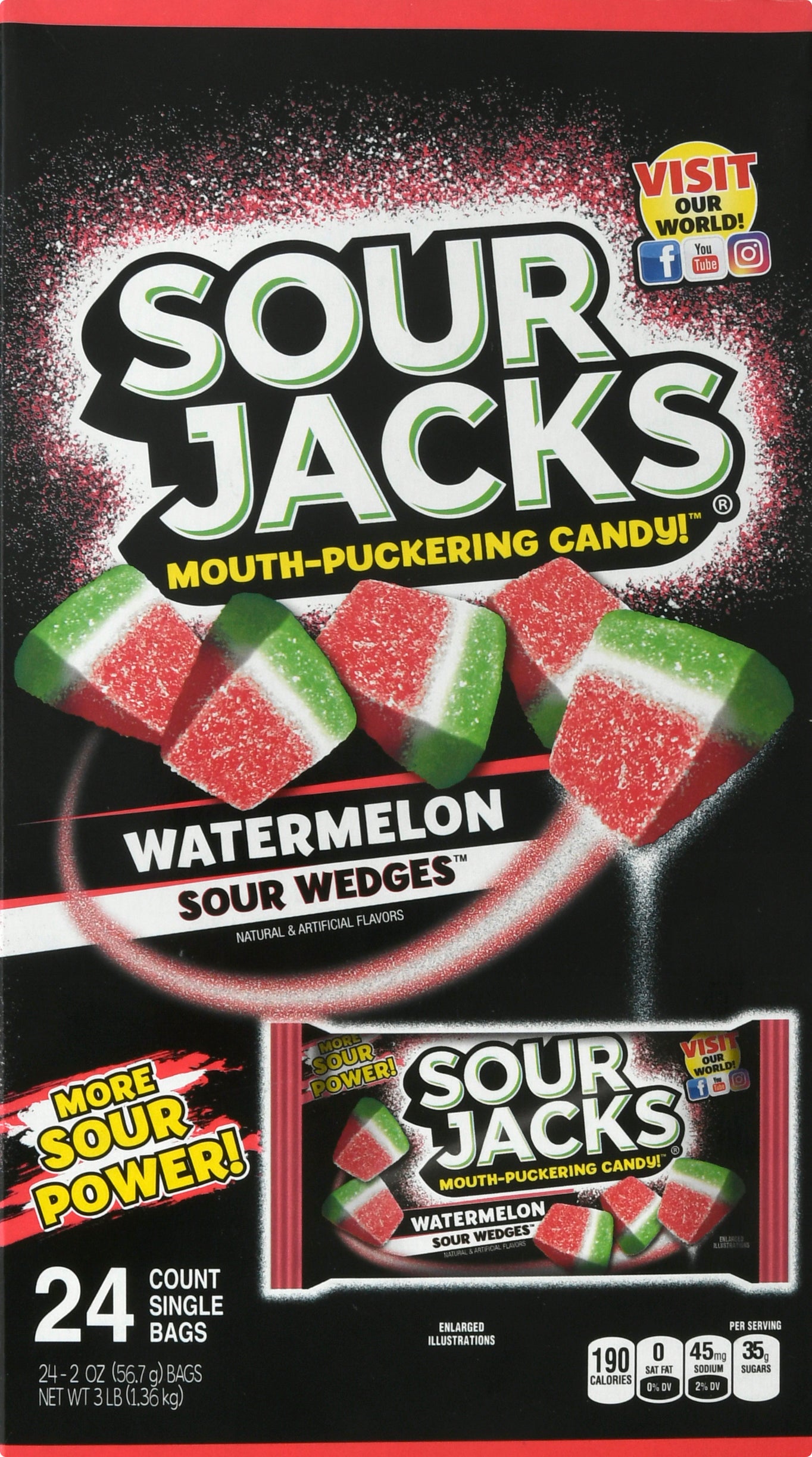 Promotion In Motion Single Serve Packs Sour Jacks Wtrmln Soft 'N Chewy 6/24ct 2oz