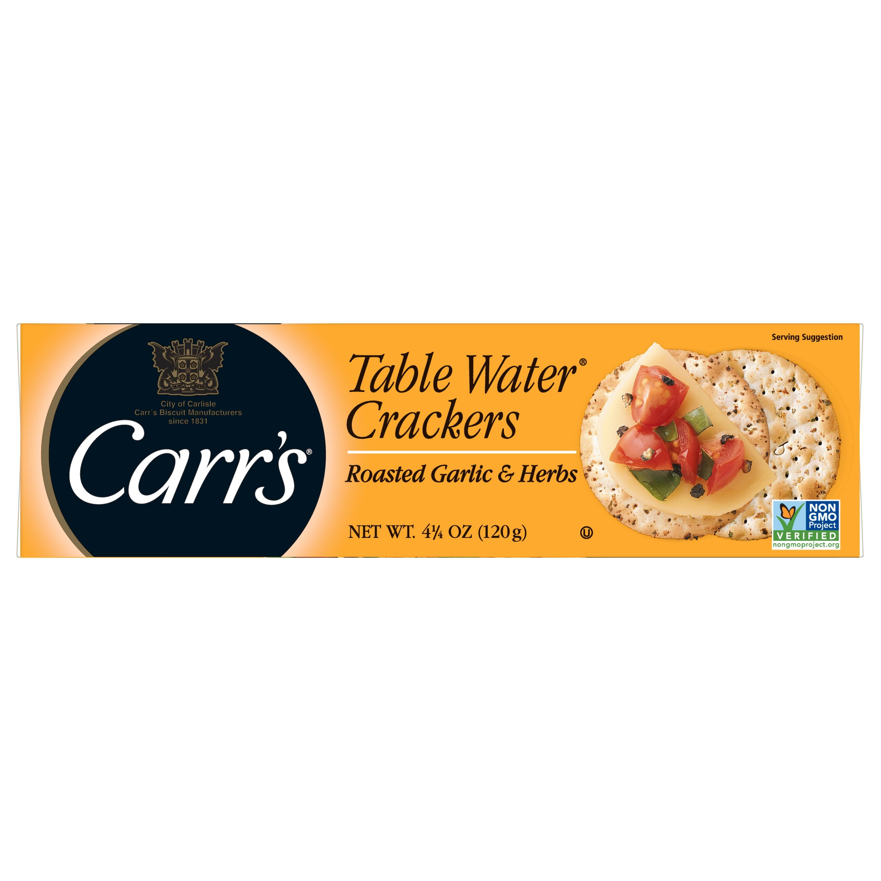 Carr's Table Water Crackers - Roasted Garlic & Herbs Bite Size4.25 oz. 12CT