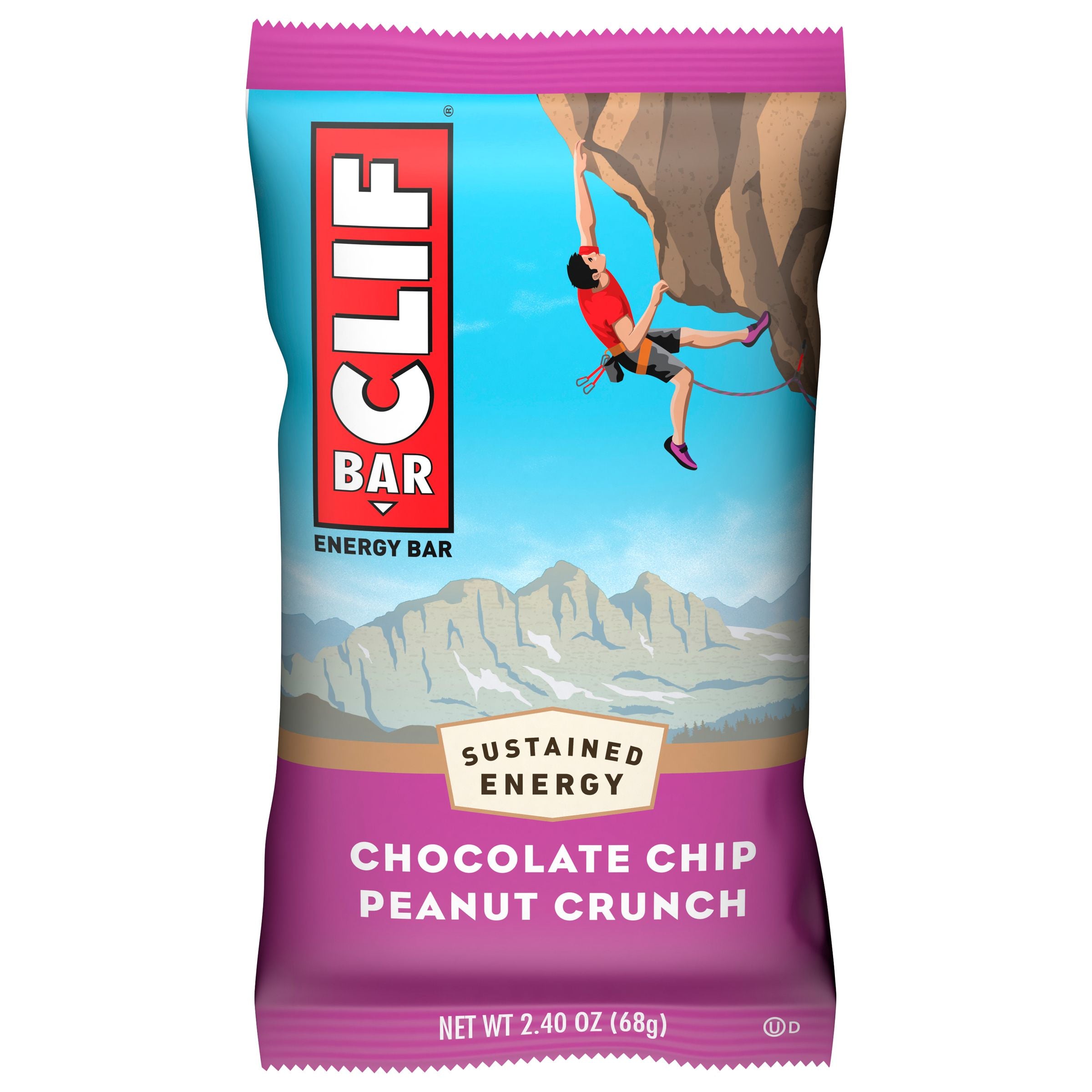 CLIF BAR CHOCOLATE CHIP PEANUT CRUNCH ENERGY BAR 2.4 OZ 16 x 12