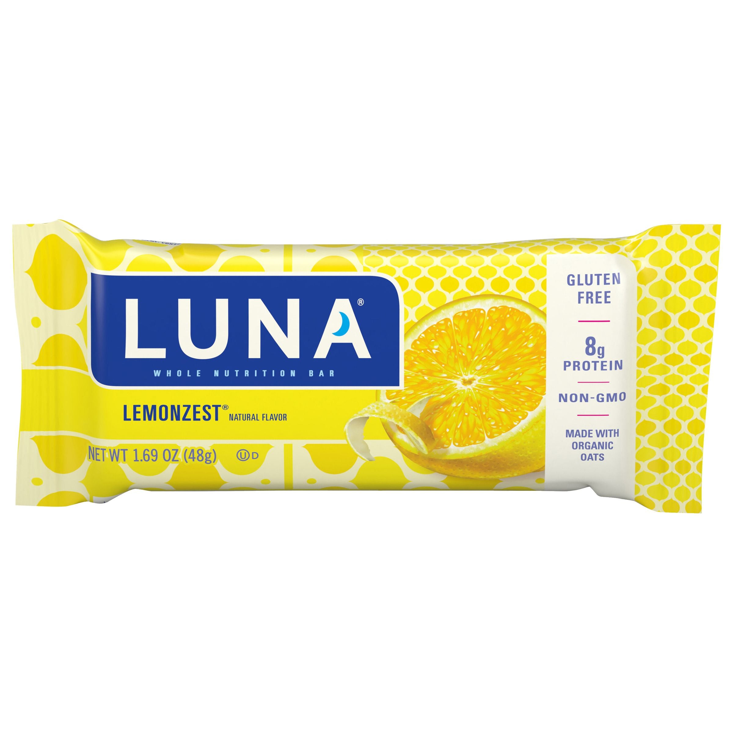 LUNA LEMONZEST GLUTEN FREE NON GMO NUTRITION BAR 1.69 OZ 16 x 15