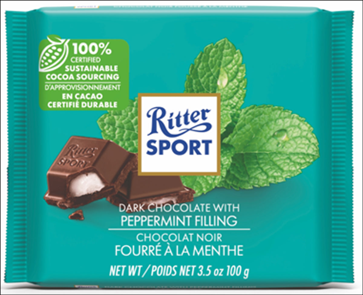 Ritter Sport Dark Chocolate w/Peppermint 3.5 oz. 8/12ct