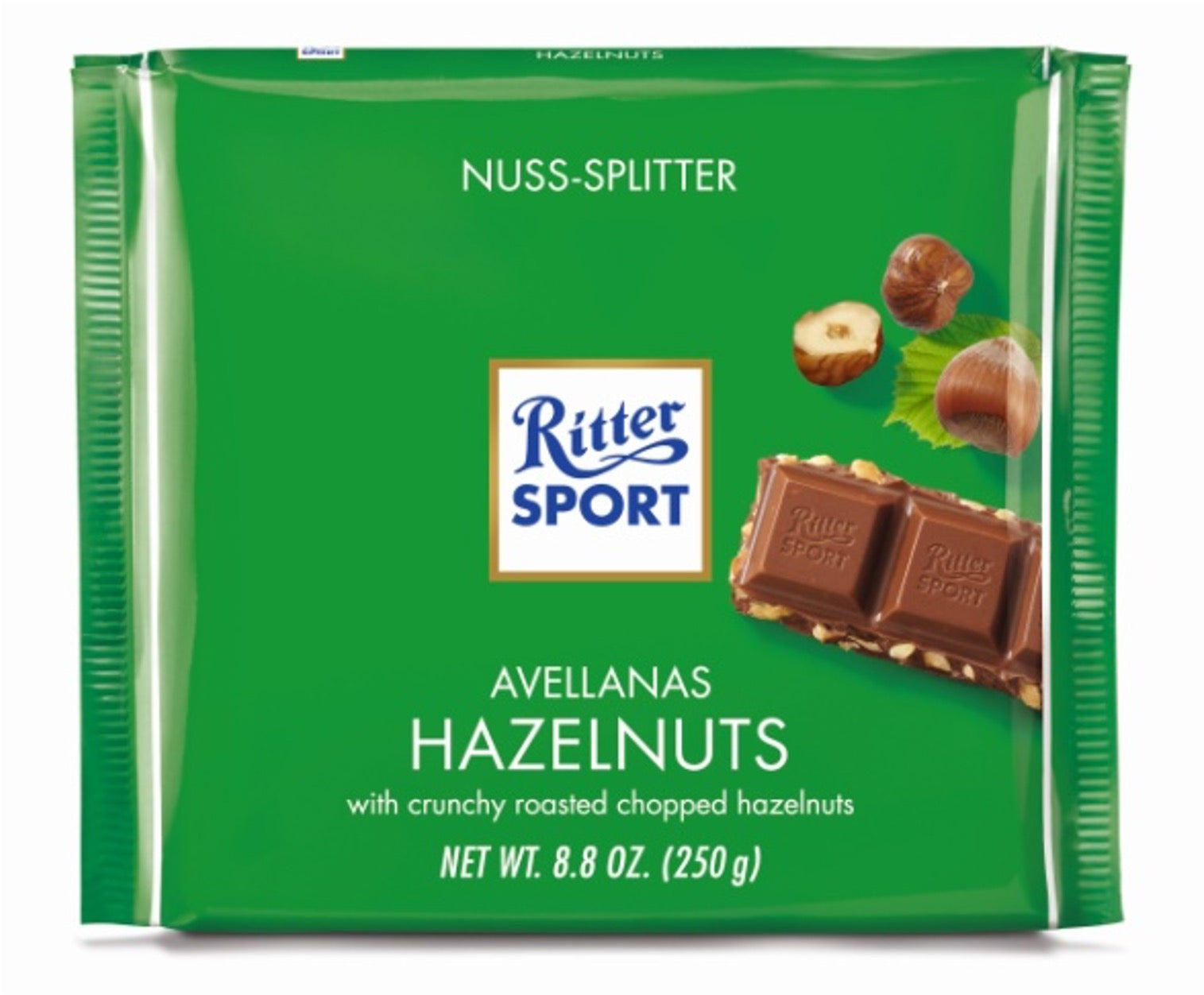 Ritter Sport 8.8 oz. Bars MILK CHOCOLATE w/CHOPPED HAZELNUTS