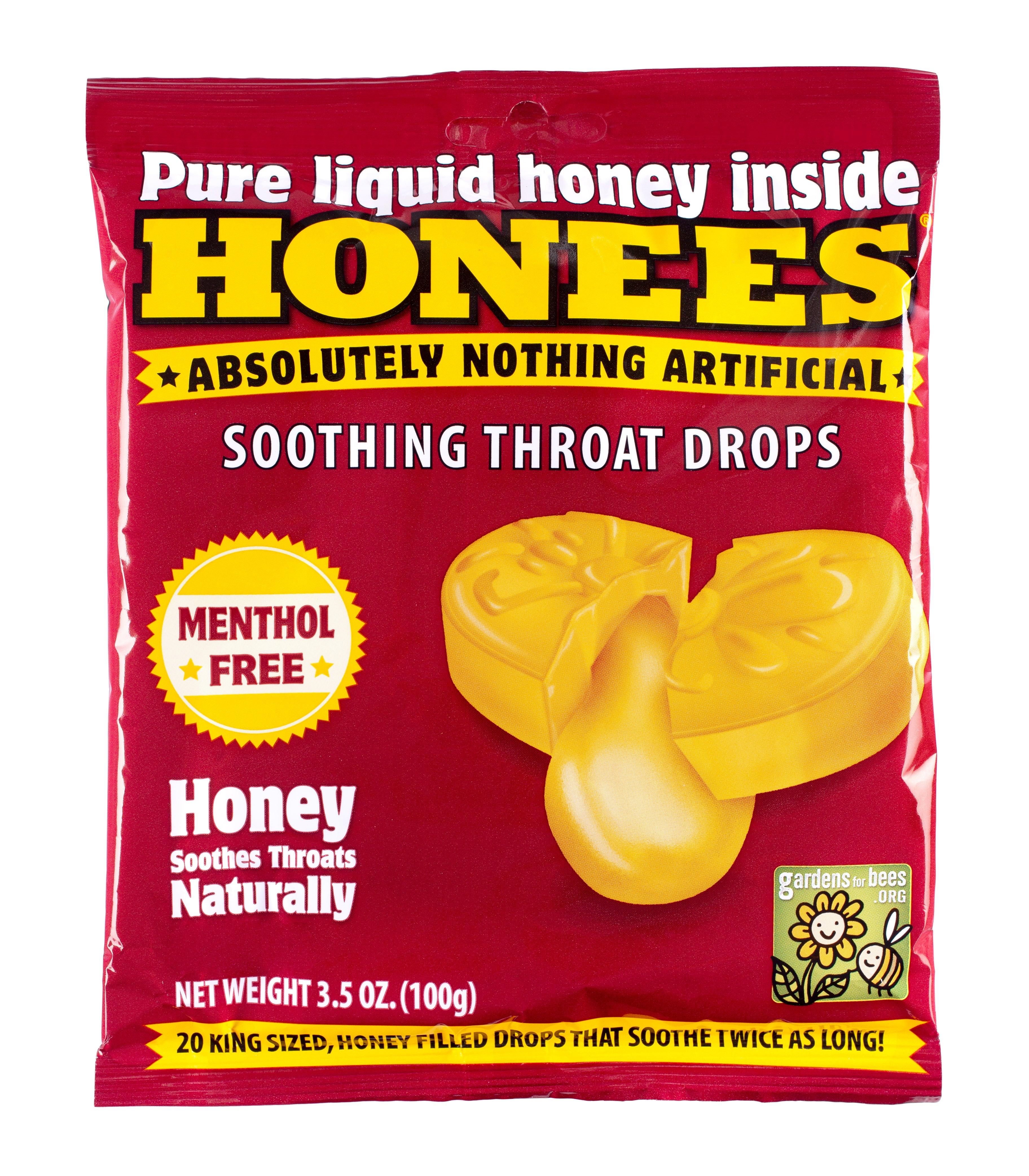 Honees Honey Liquid Cough Drops 20 Piece Bag non menthol  1/12ct