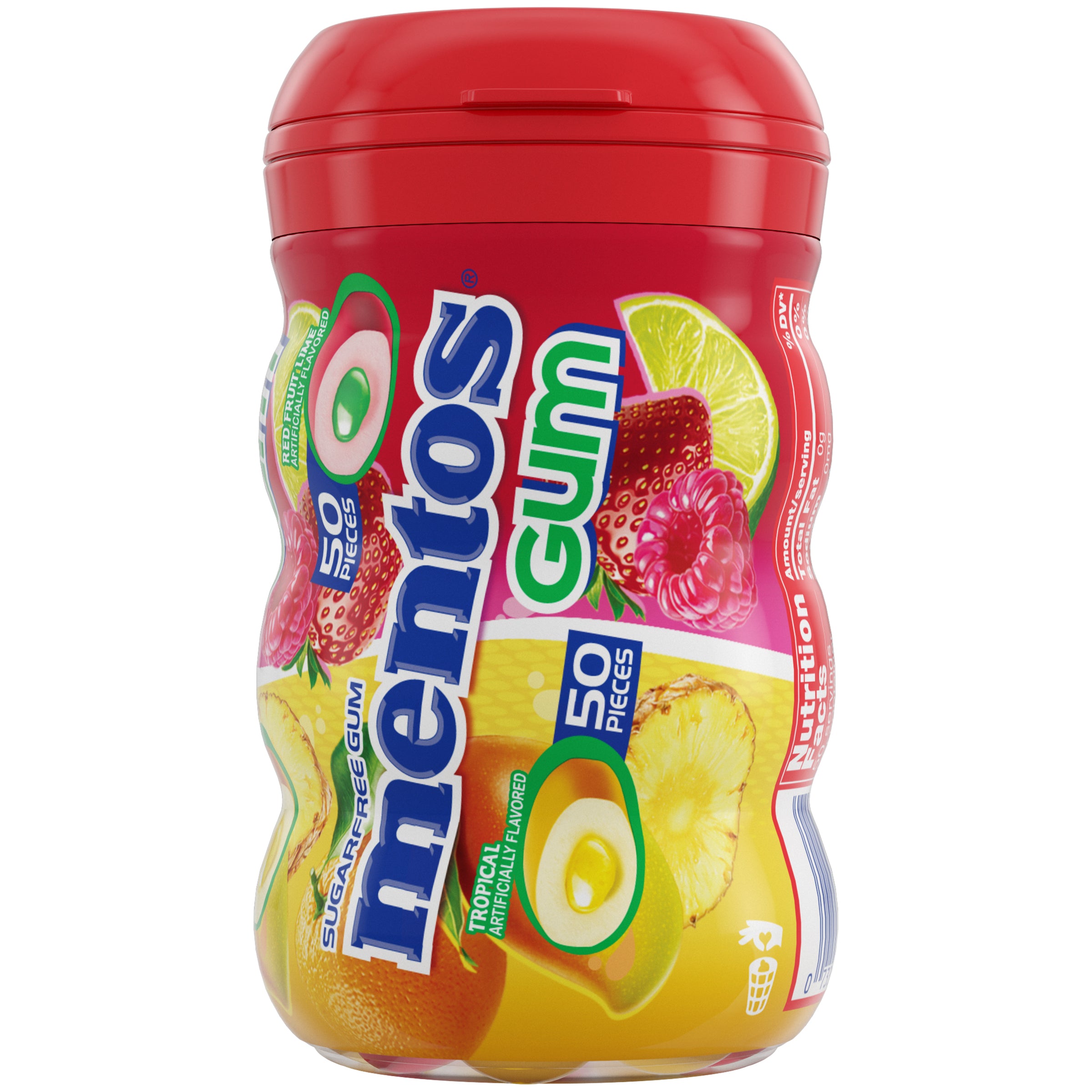 Perfetti Mentos Gum Curvy Bottle Red Fruit& Lime Tropical