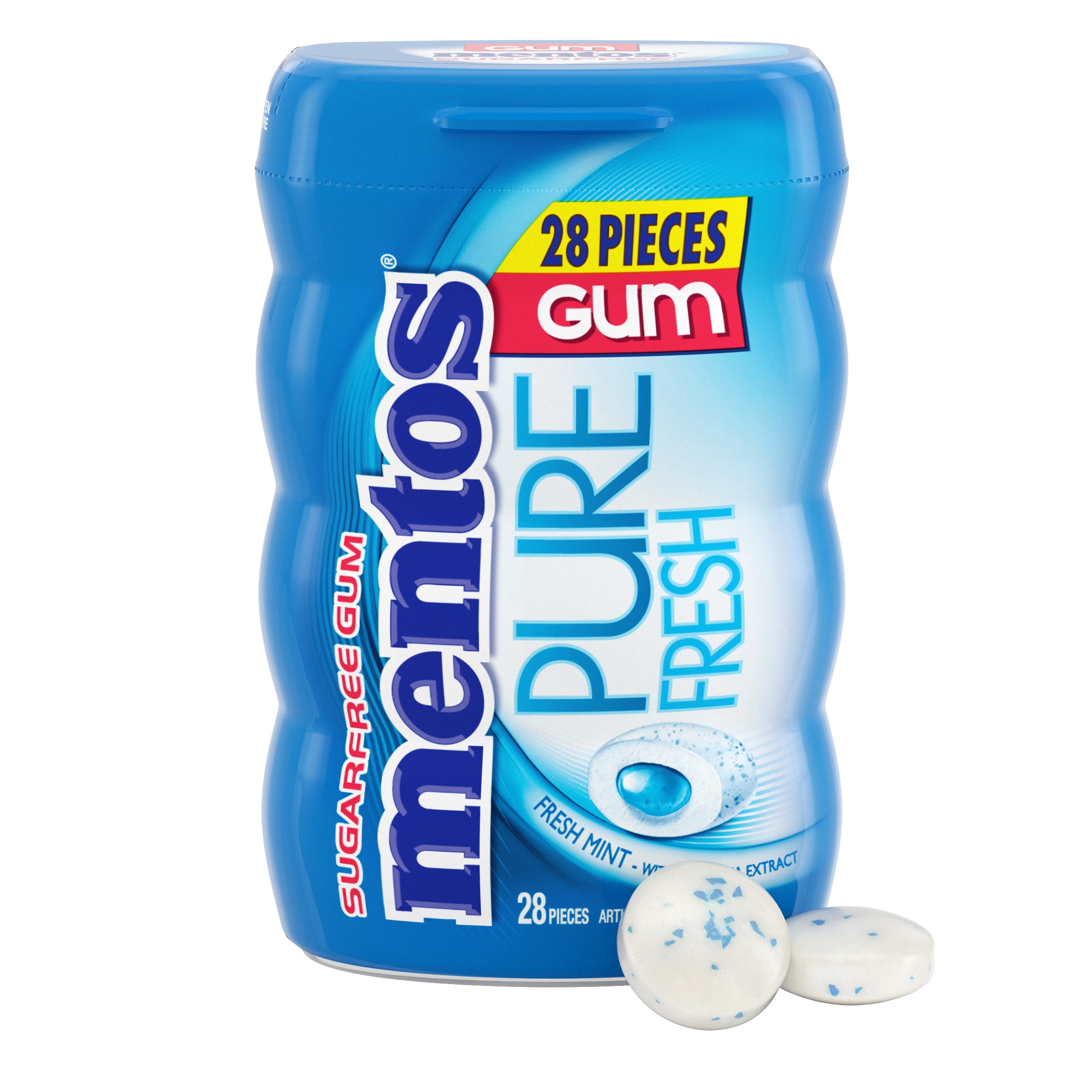 Perfetti Mentos Gum Bottle SF Fresh Mint 28pc 6/6ct