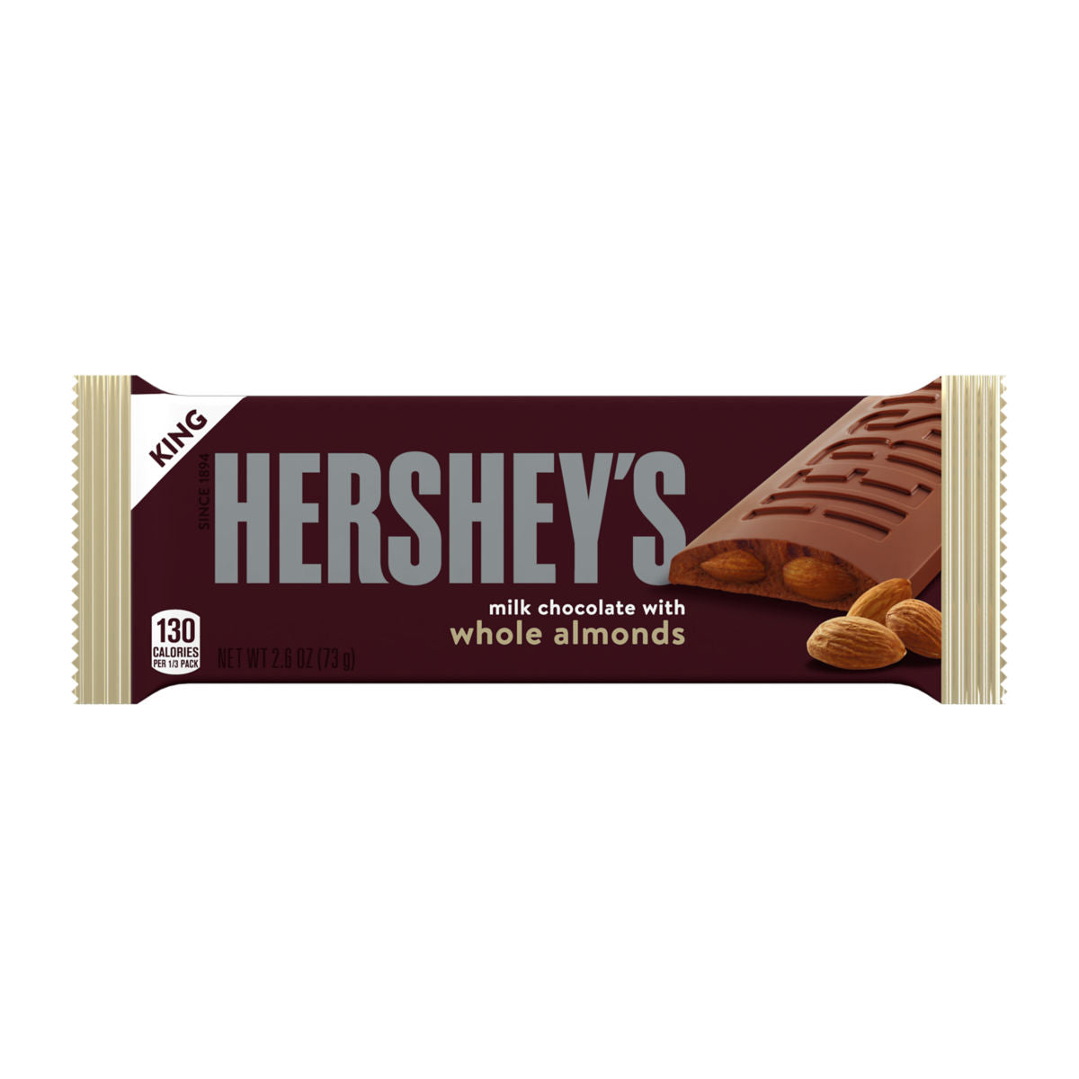 Hershey King Size Milk Chocolate with Almonds 12/18ct 2.6oz