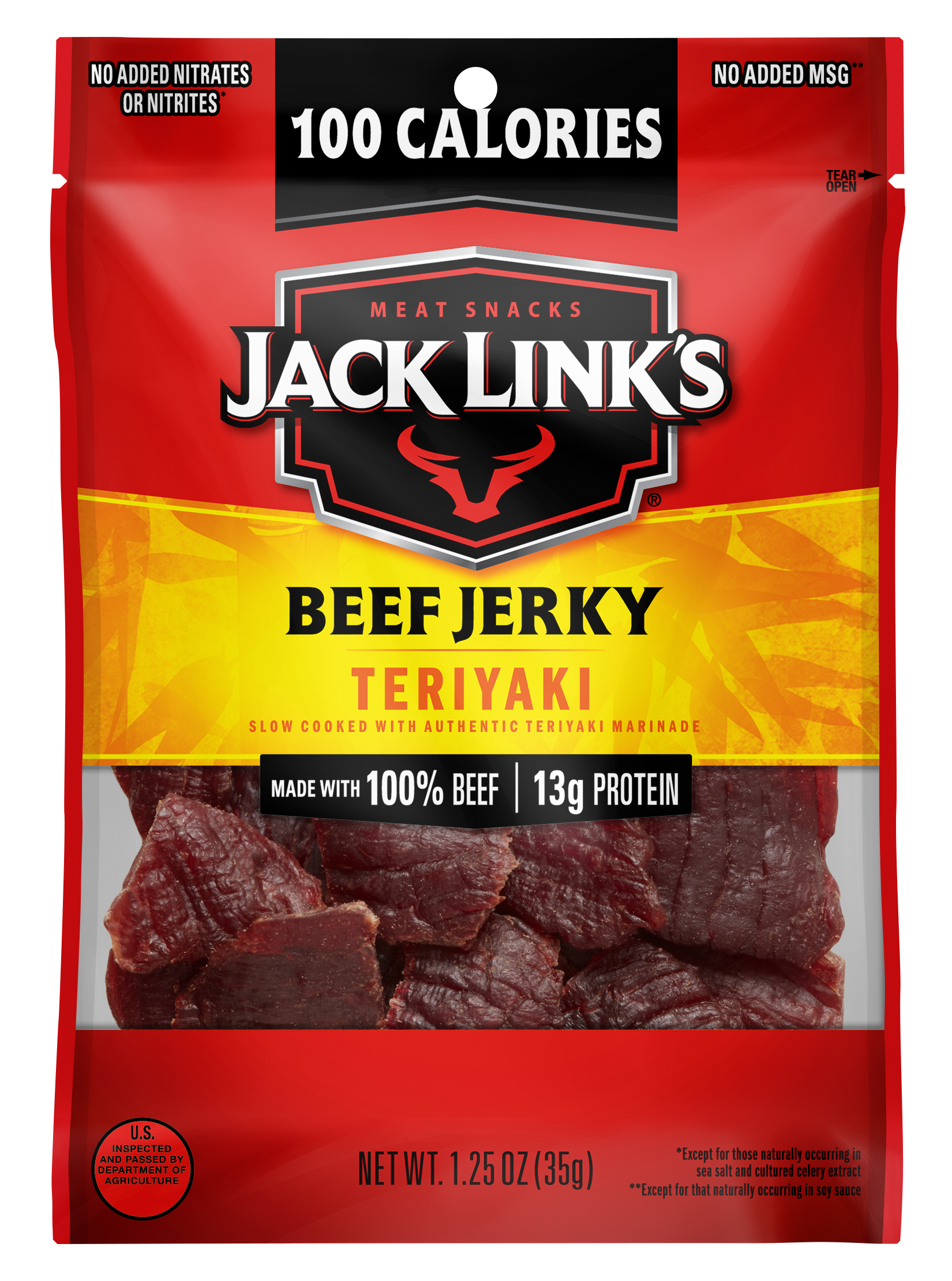 Jack Link's Beef Jerkey 1.25 oz Peg Bag Teriyaki 6/10ct 1.25oz