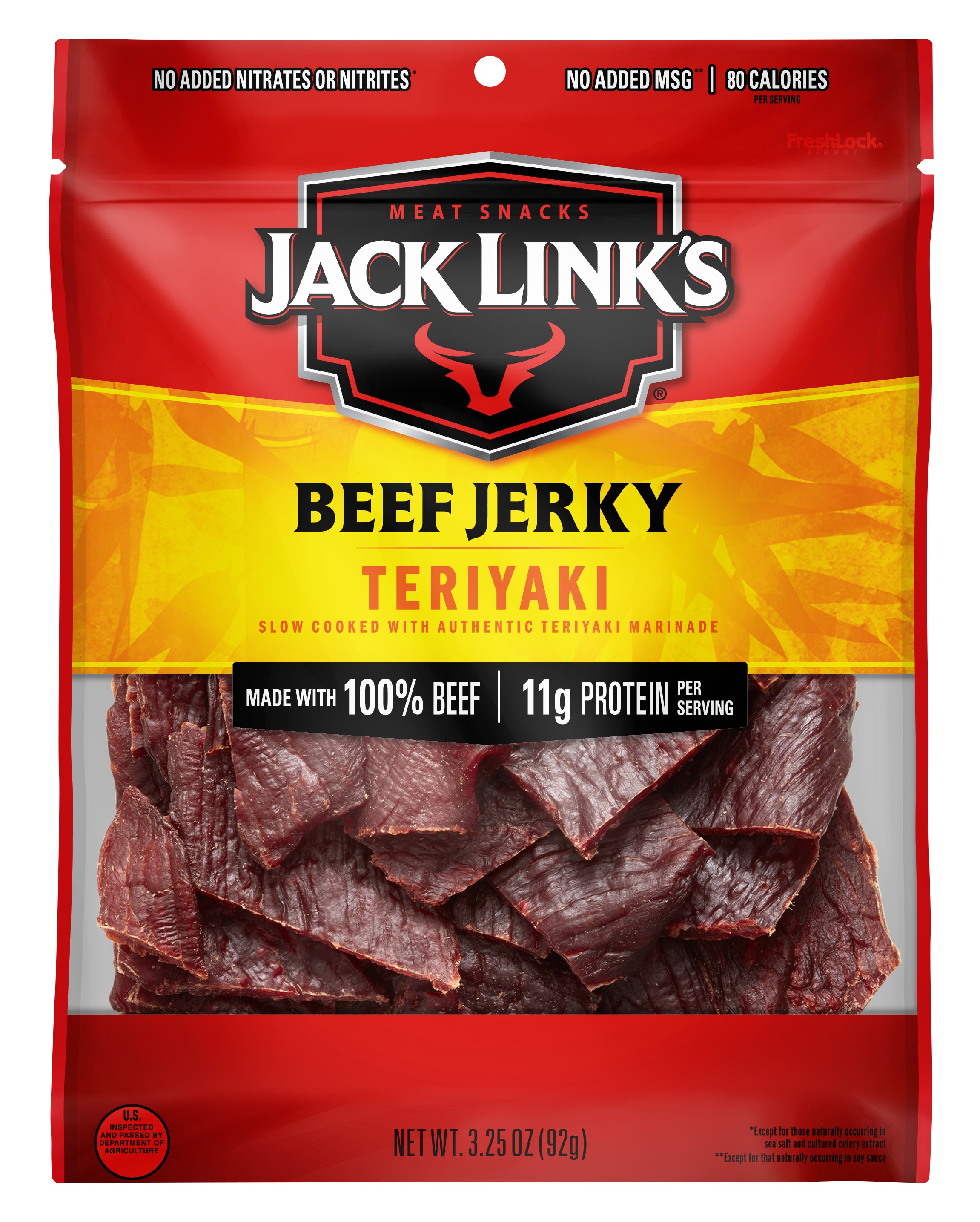 Jack Link's Beef Jerky 3.25 oz Peg Bag Teriyaki 8ct 3.25oz