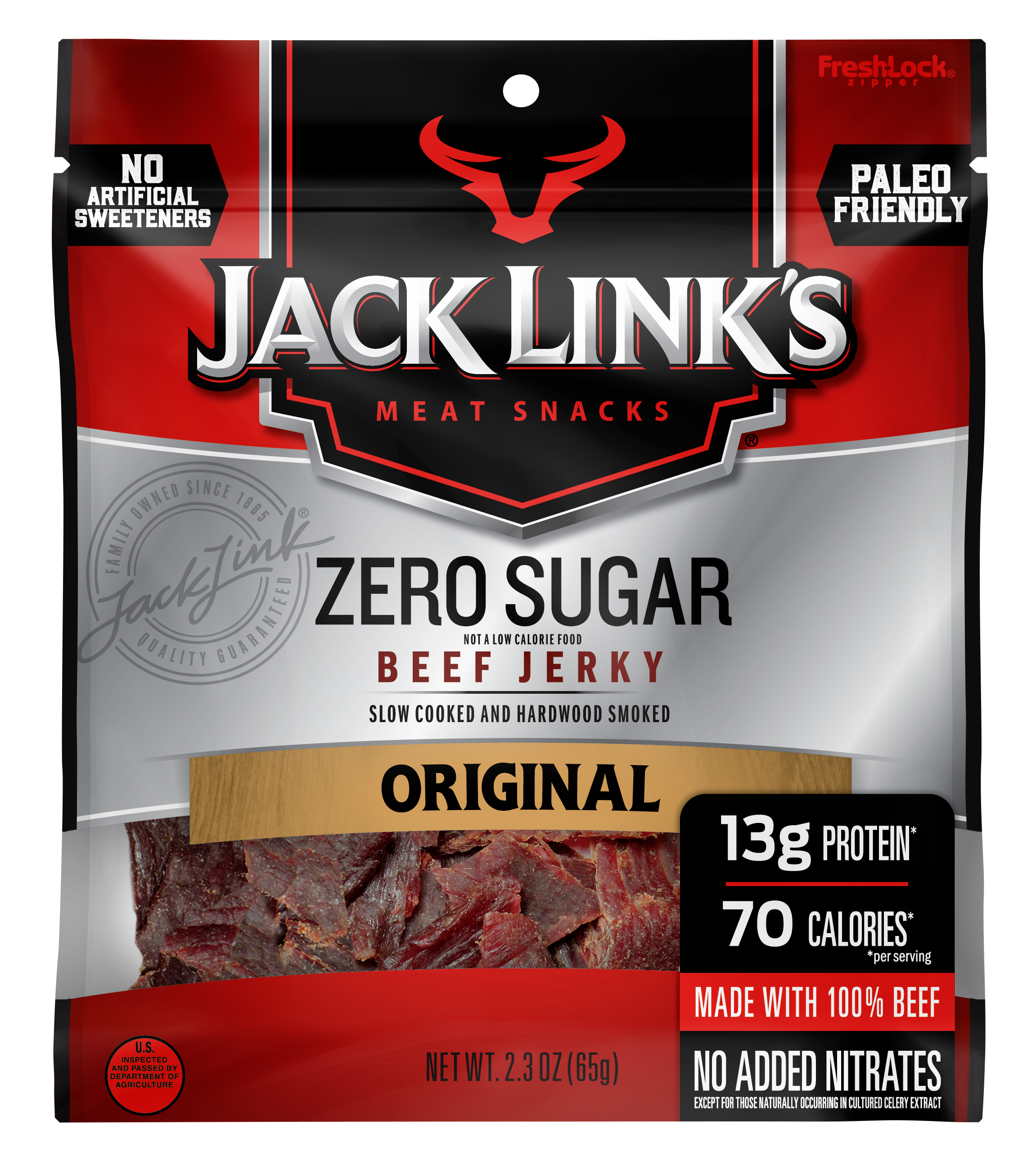 Jack Link's Beef Jerky Original Zero Sugar 2.3 oz 1/8ct