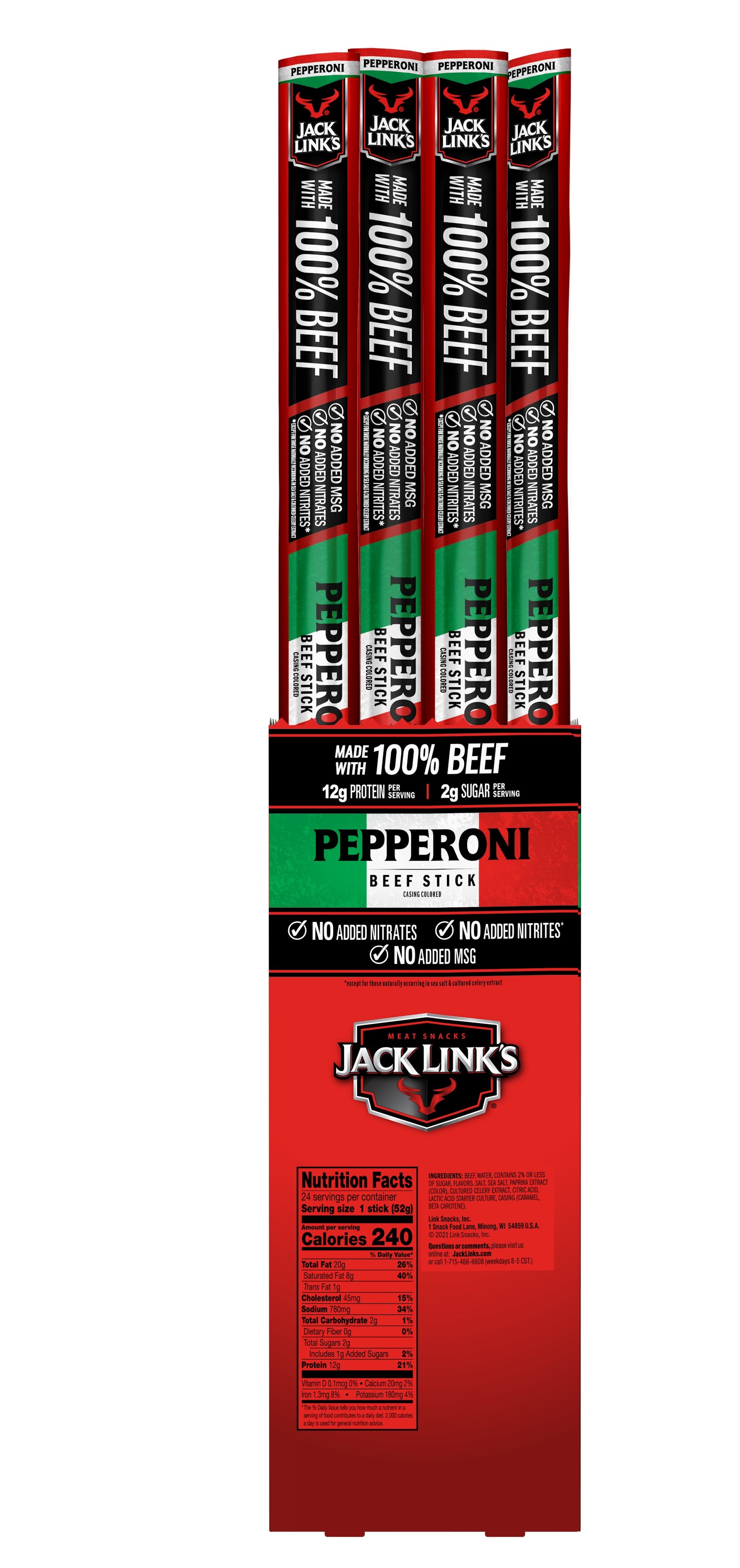 Jacks Links  Beef Stix PEPPERONI 1.84OZ 6/24