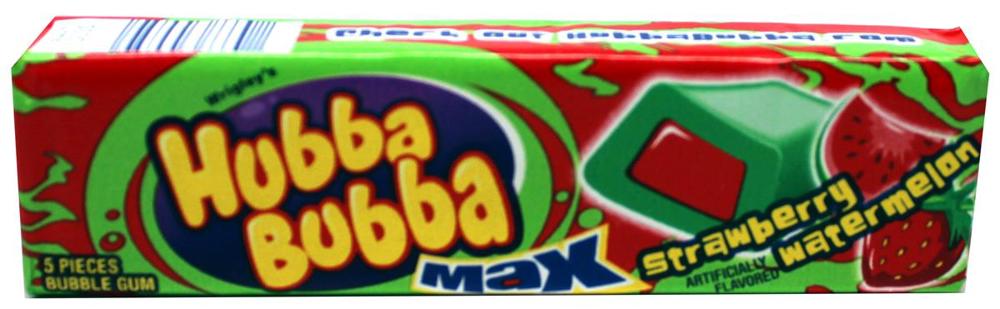 Hubba Bubba Max Gum  5 Pc Strawberry Watermelon 8/18ct