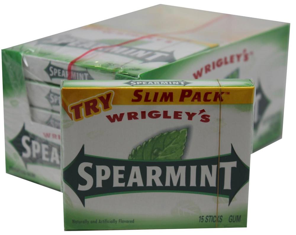 Wrigley Slim Pack 15 Stick Spearmint 12/10ct