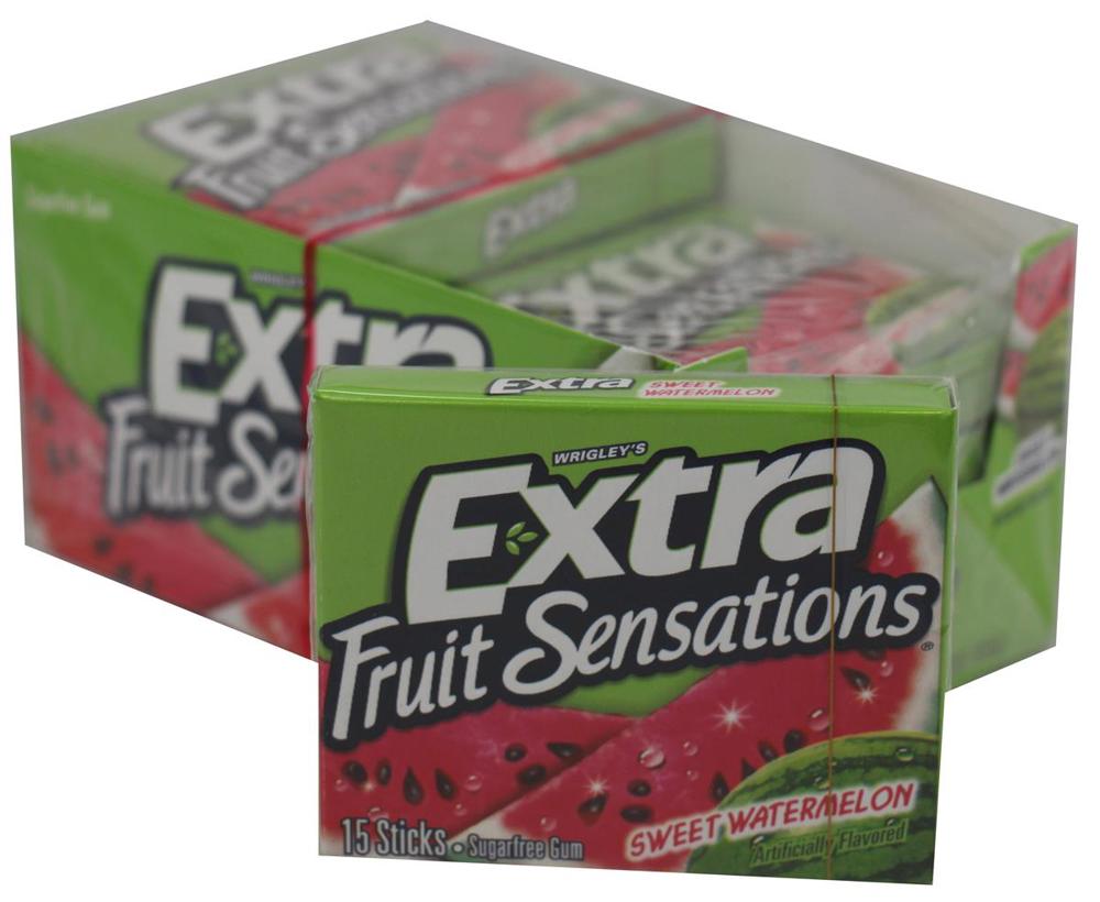 Wrigley Extra Slim Pack 15 Stick Fruit Sensations Sweet Watermelon 12/10ct