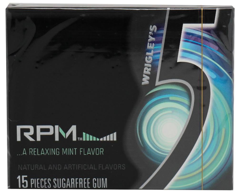 Wrigley Five 15 Stick Sugar Free RPM Mint 12/10ct 1.43oz