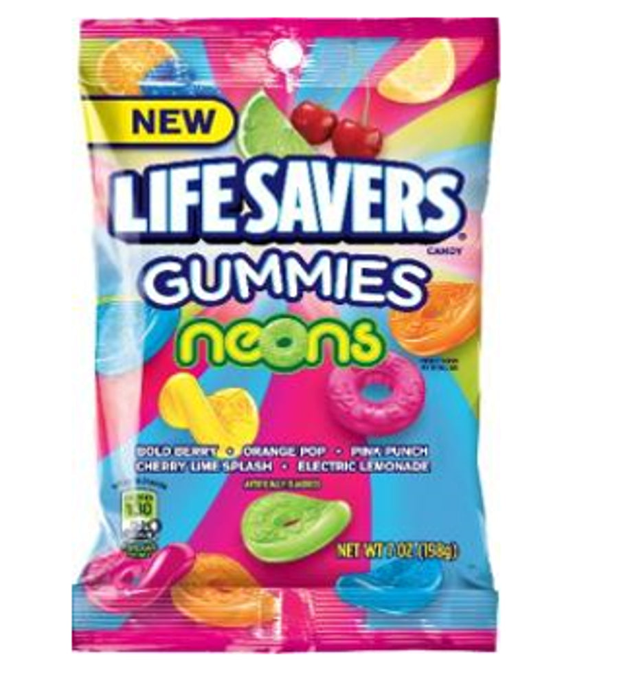 Wrigley Lifesavers Gummies Peg Packs Neons 12ct 7oz