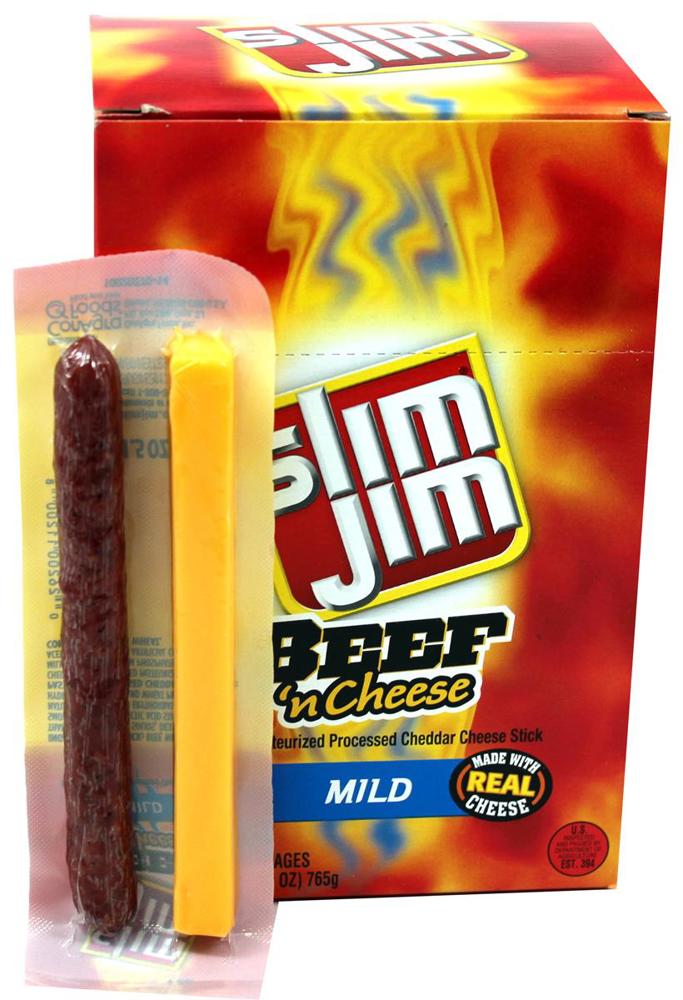 Slim Jim Meat & Cheese Twin Beef 6/18ct 1.5oz