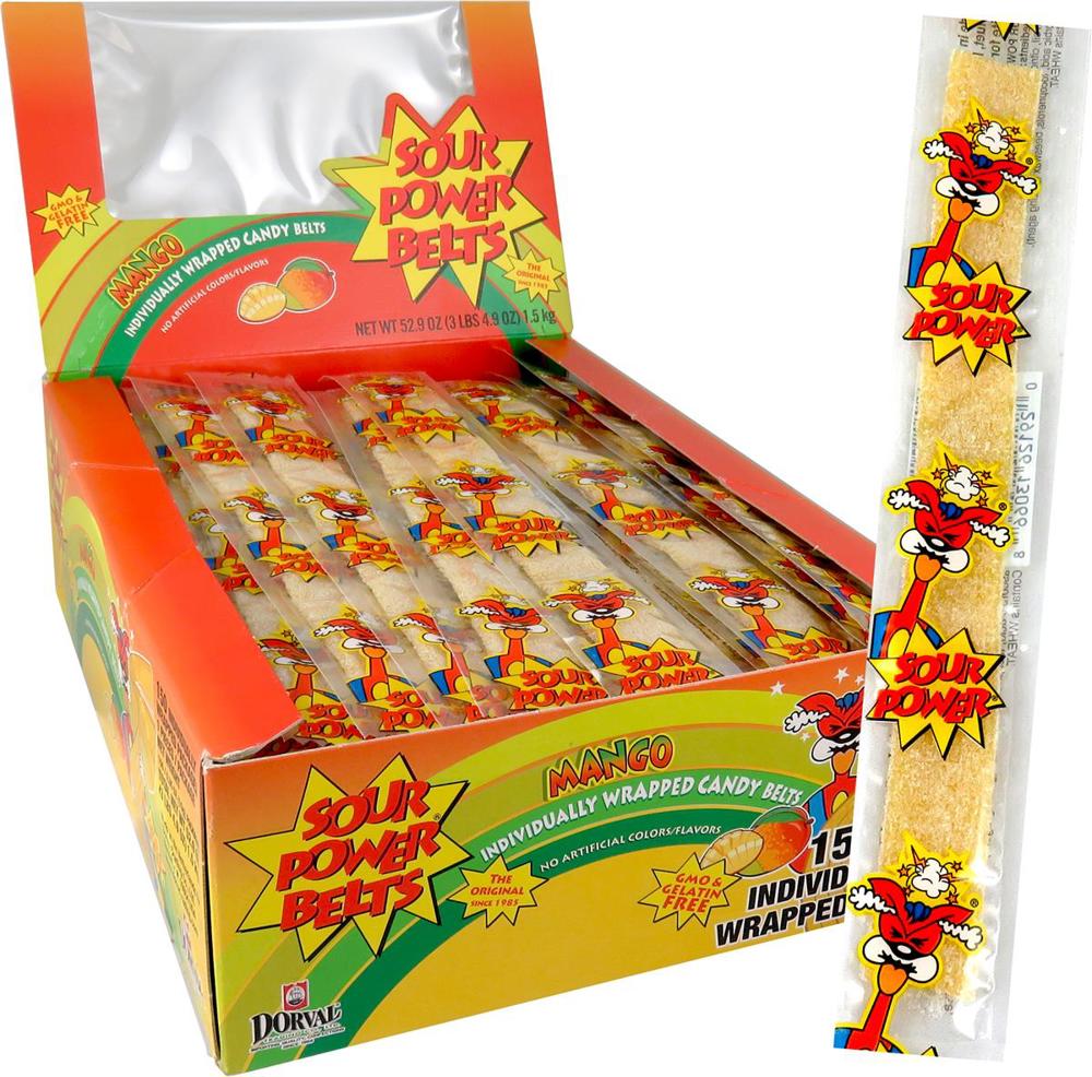 Sour Power Wrapped Belts Mango .34oz 12/150ct