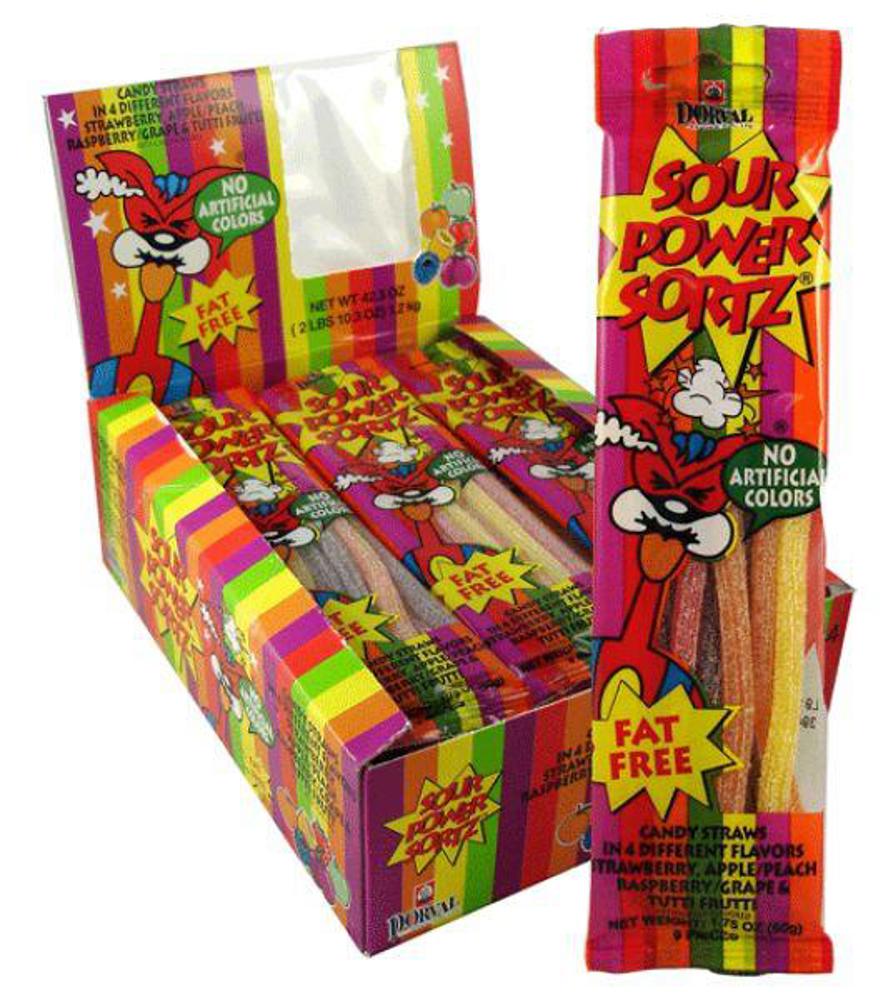 Dorval Sour Power Straws Sortz 12/24ct 1.75oz