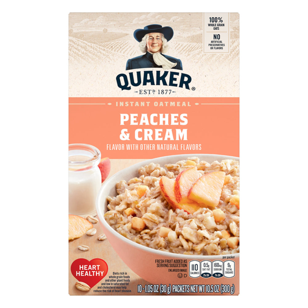 Quaker Instant Oats Loose Pack Peaches Cream 12ct 10.5oz