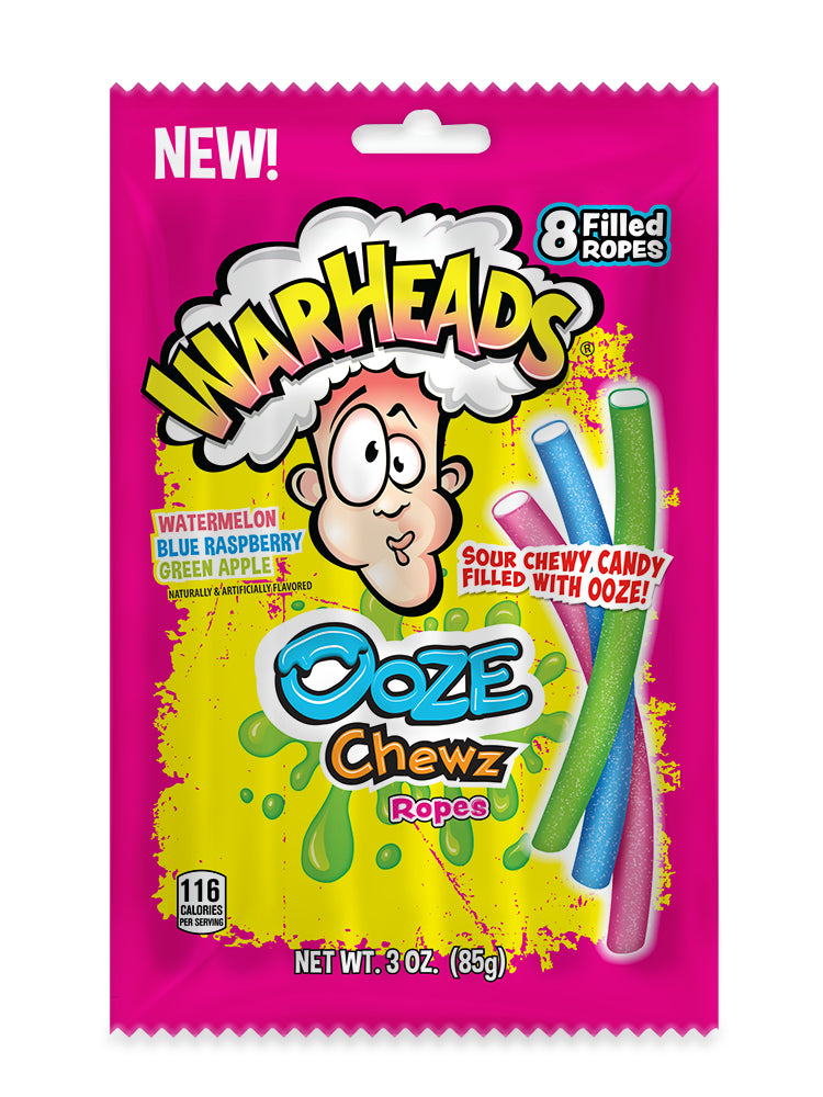 Warheads Ooze Chewz Ropes Peg Bag 3.0 oz 1/ 12ct