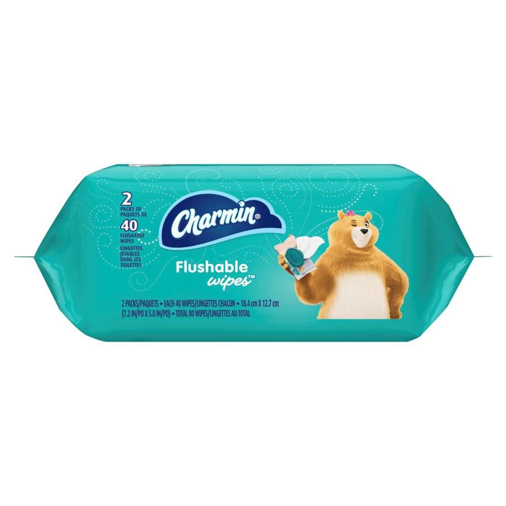 Charmin Wipes Flushable 80ct(2x40) Packs 1/6ct