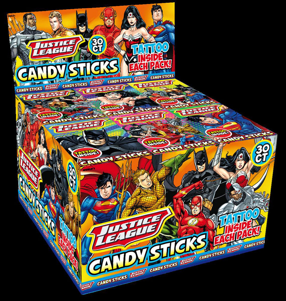 World Changemaker Candy Sticks Justice League with tattoo 16/30ct