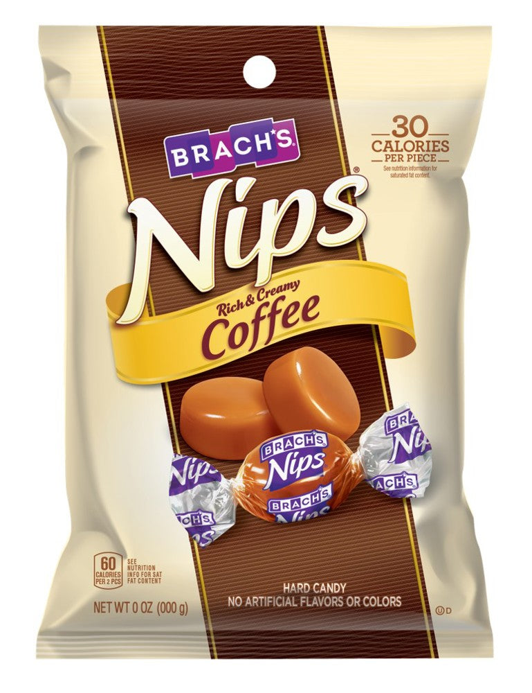 Brachs Nips Wrapped Coffee 3.5 oz  Peg Bag 1/12ct