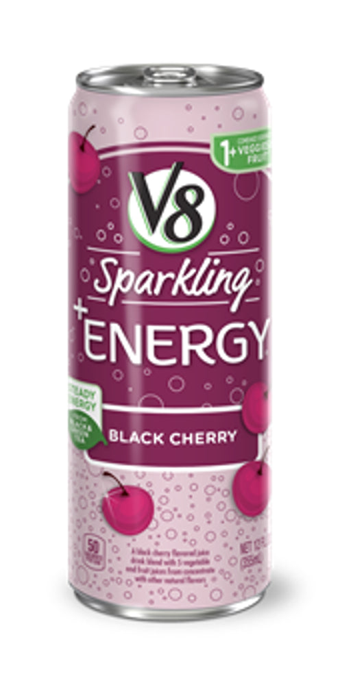 V8 Splash Sparkling & Energy Black Cherry  Can 12/11.5oz