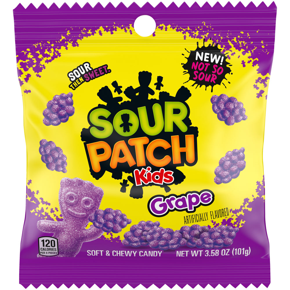 Sour Patch Kids GRAPE Peg Bags  3.58oz  1/12ct