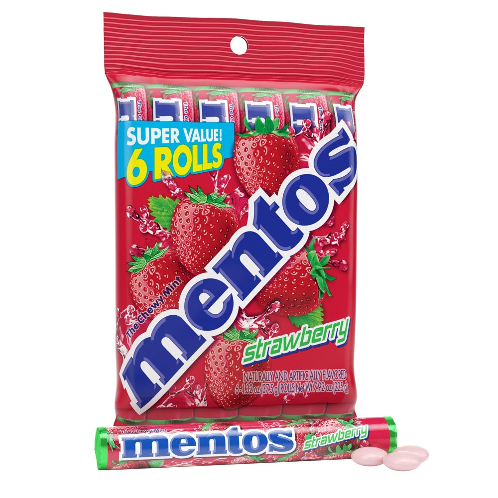 Perfetti Mentos 6 Packs  7.92oz  - Strawberry -1/12ct