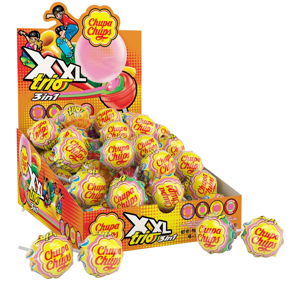 Chupa Chups XXL Trio Lollipos - 4 Flavors - 8/48ct