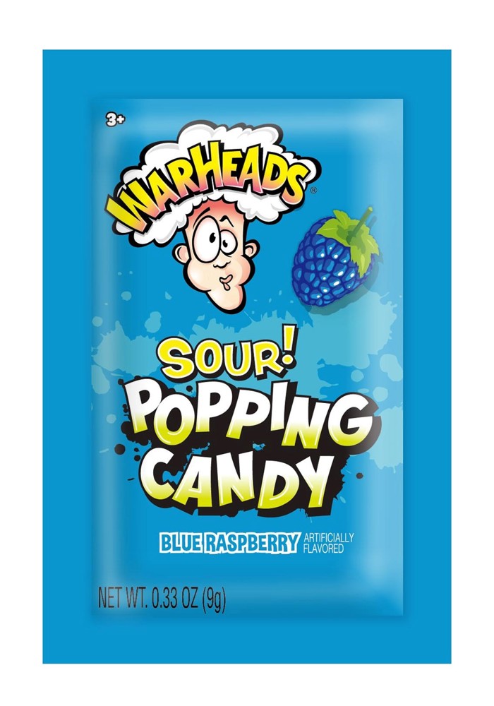 War Heads Pop Candy Pouch - SOUR Bl Rasp .33oz 4/20ct