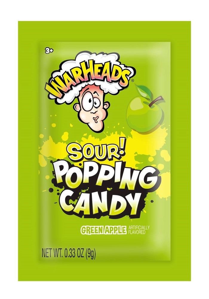 War Heads Pop Candy Pouch - SOUR Grn Apple .33oz 4/20ct