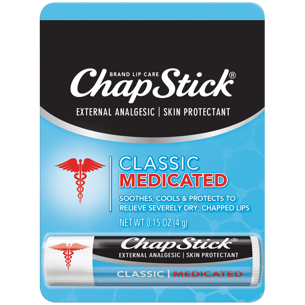 Chapstick Classic Medicated Stick Chapped lip Tube BC Ctr Disp  .15oz