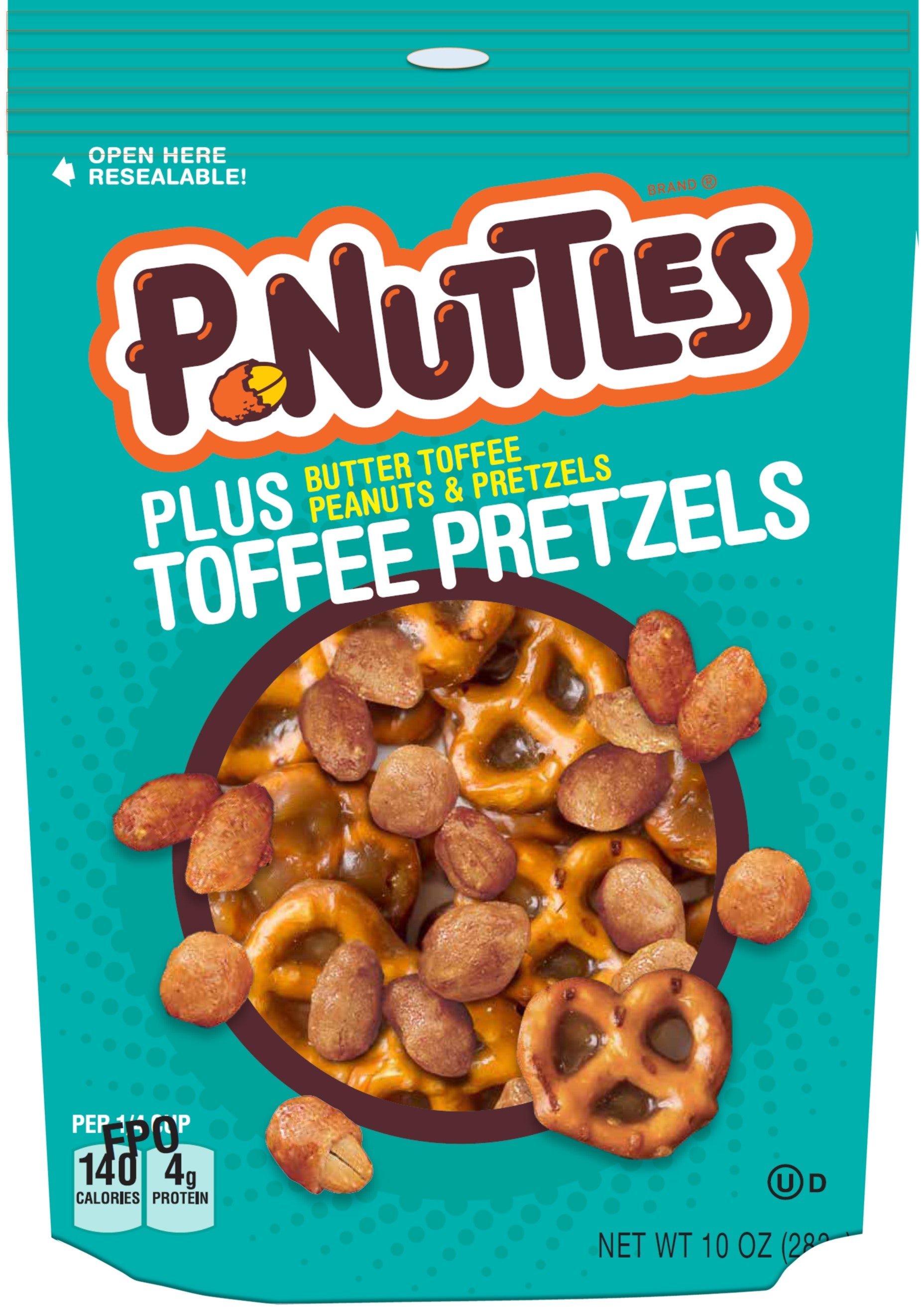 A&B P-Nuttles Plus Toffee Pretzel Sub 10oz 1/4ct