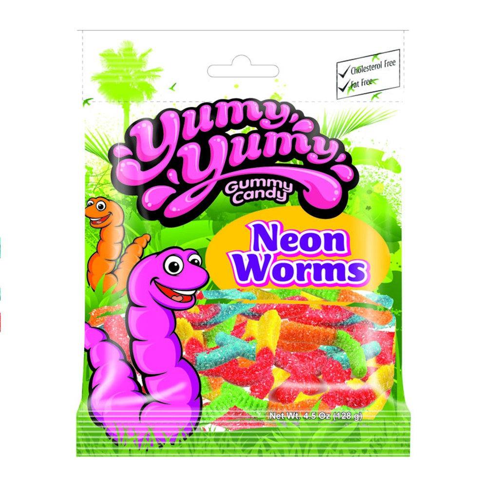 Kervan Yumy Yumy Peg Bags Neon Worms 12ct 4.5oz