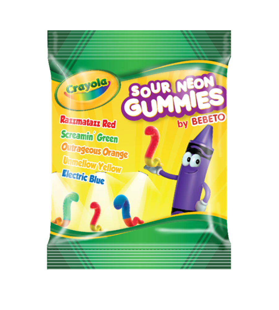 Kervan Crayola Peg Bags Sour Neon Gummies 12ct 3.5oz