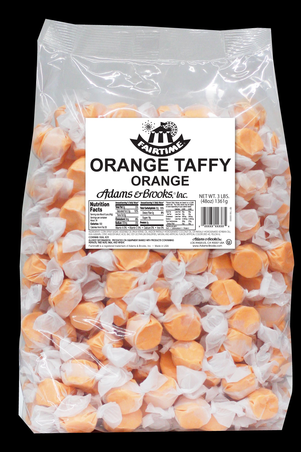 A&B Bulk FAIRTIME TAFFY COLORS - ORANGE 3lb 1/5ct