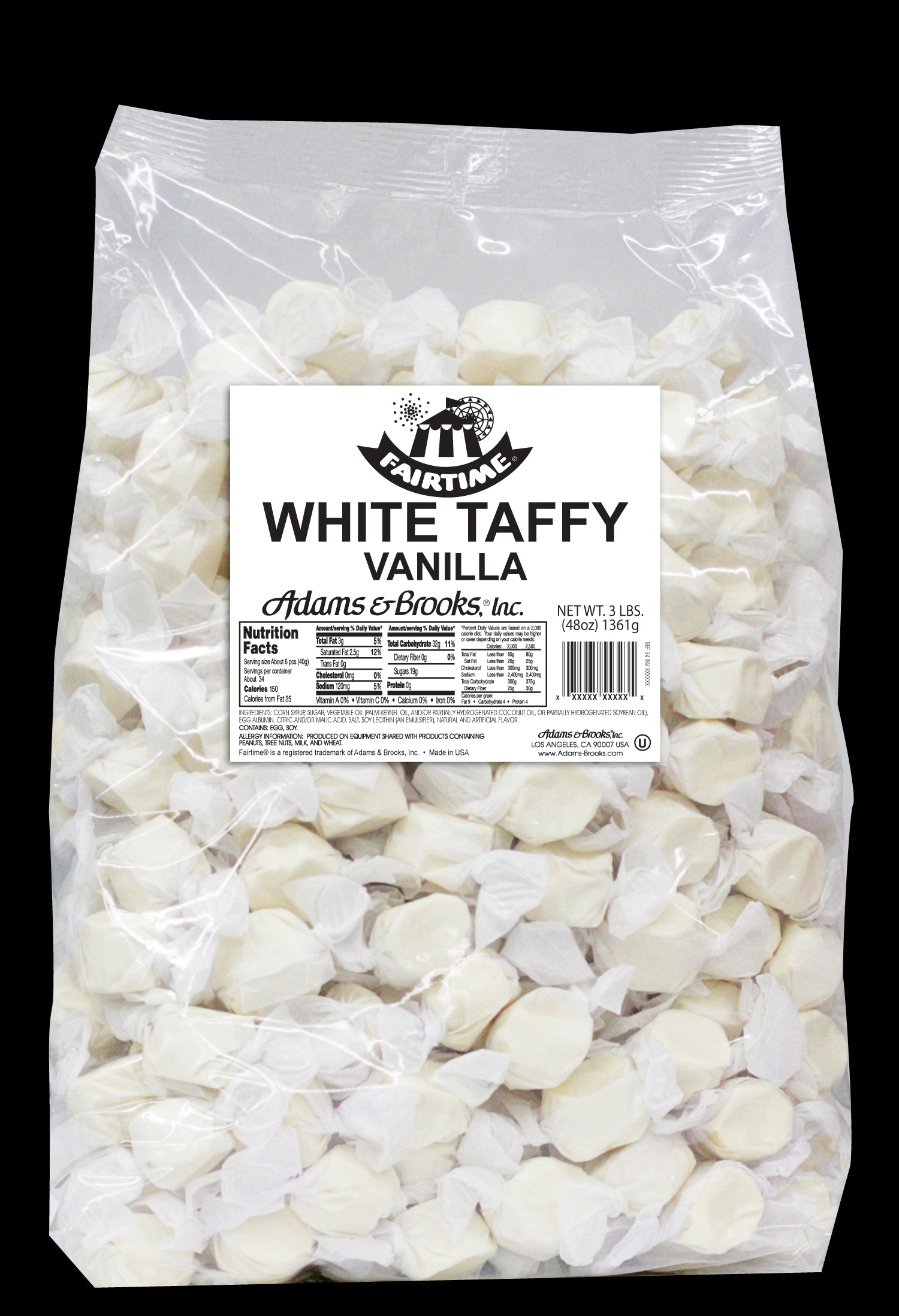 A&B Bulk FAIRTIME TAFFY COLORS - WHITE 3lb 1/5ct