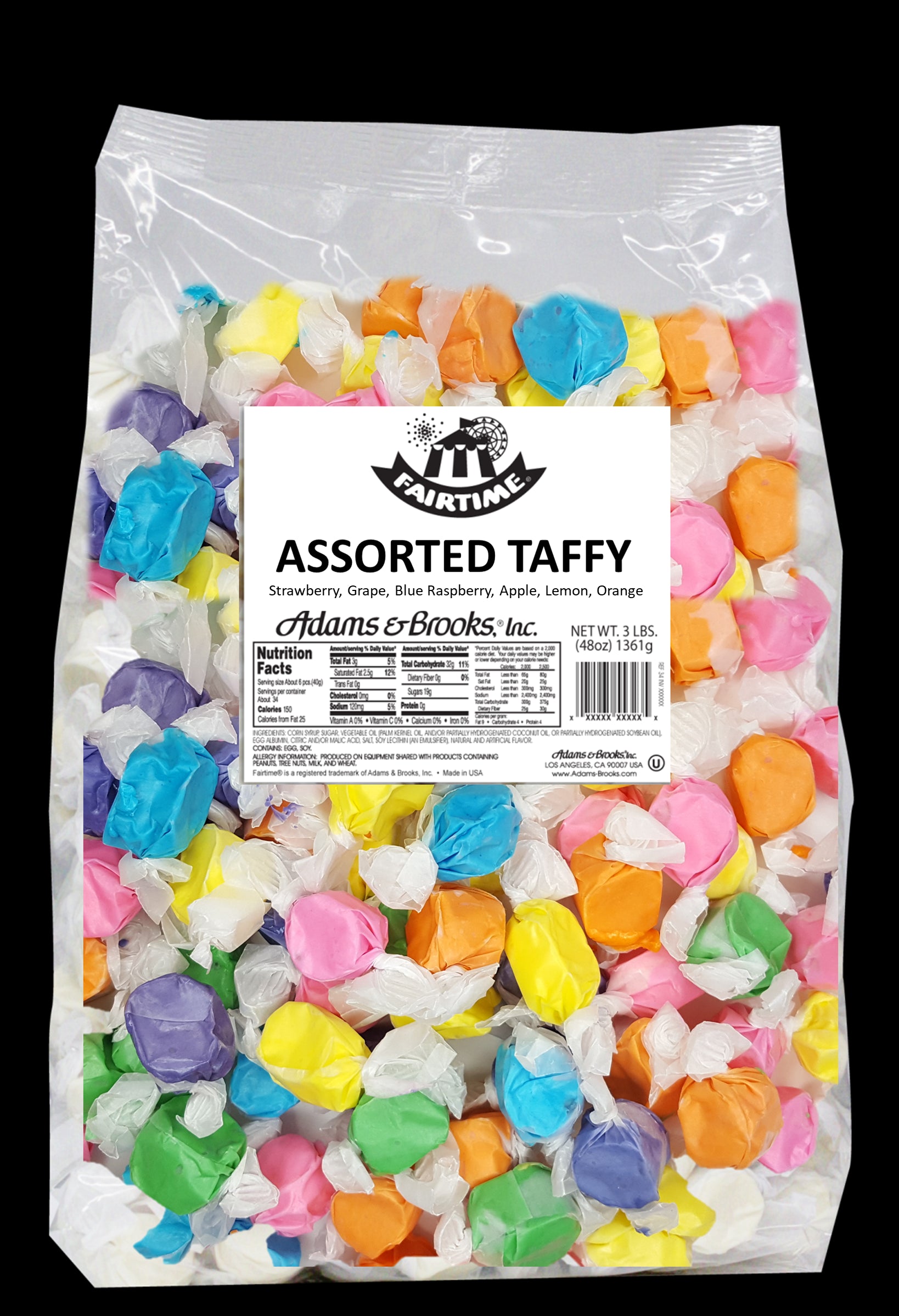 A&B Bulk FAIRTIME TAFFY COLORS - ASSORTED 3lb 1/5ct