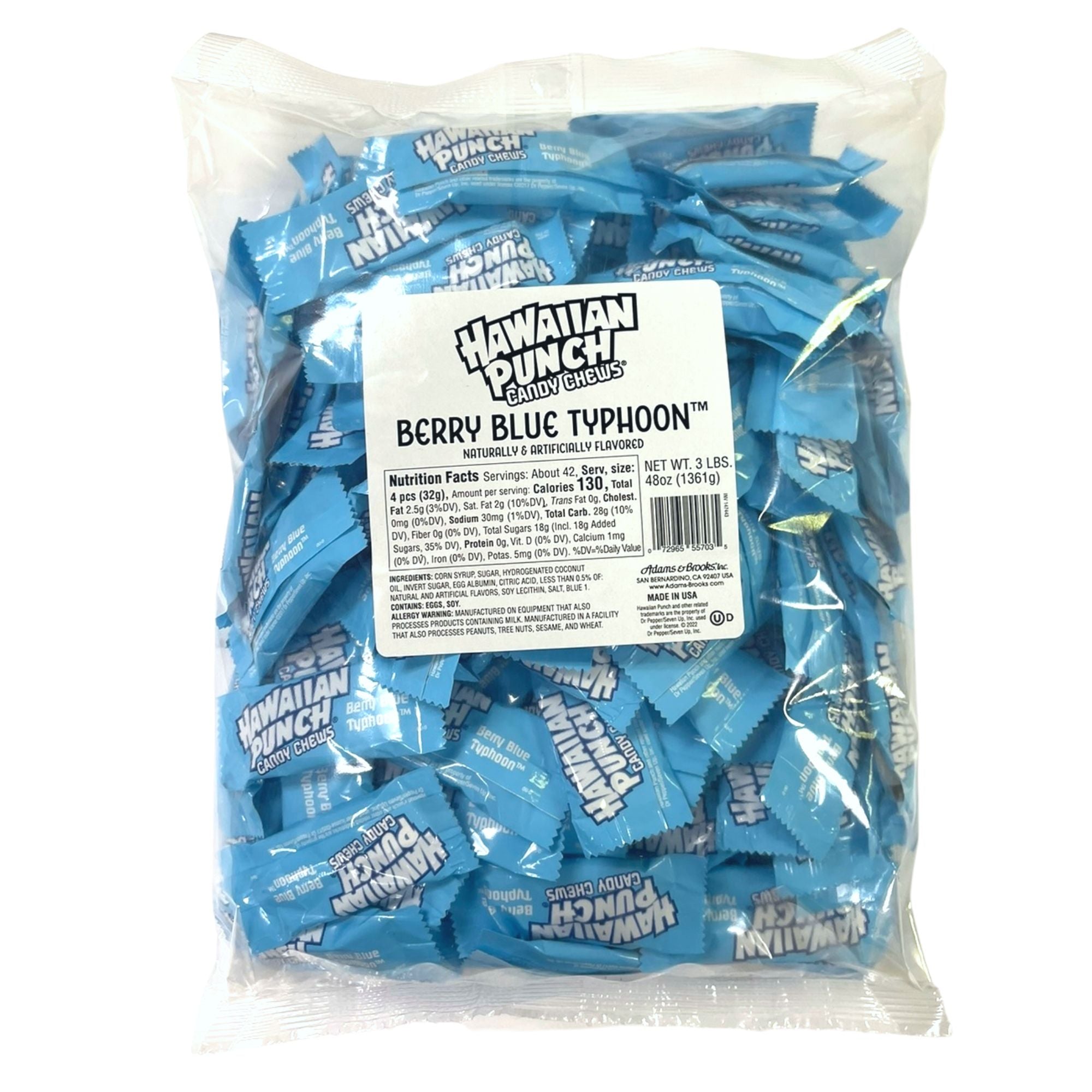 A&B Bulk HAWAIIAN PUNCH CHEWS BLUE 3lb 1/5ct