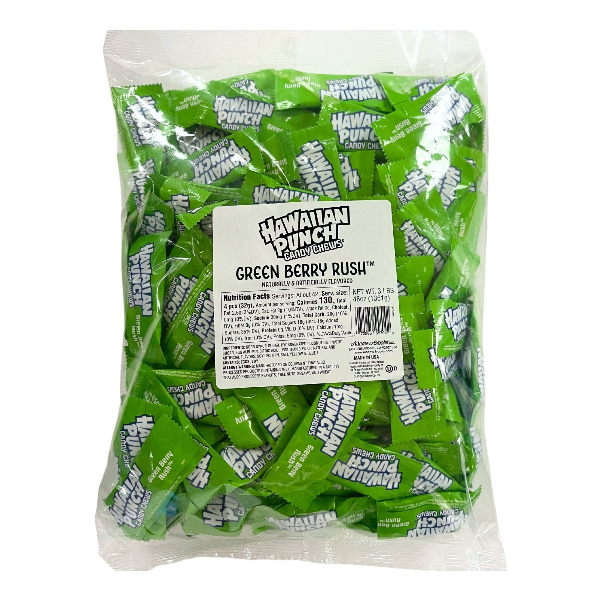 A&B Bulk HAWAIIAN PUNCH CHEWS GREEN 3lb 1/5ct