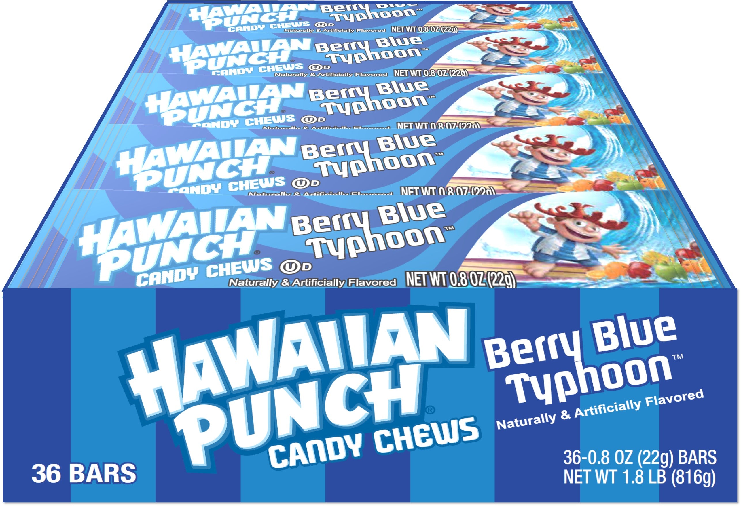 A&B Hawaiian Punch Chews Bar Berry Blue Typhoon .8oz 6/36ct