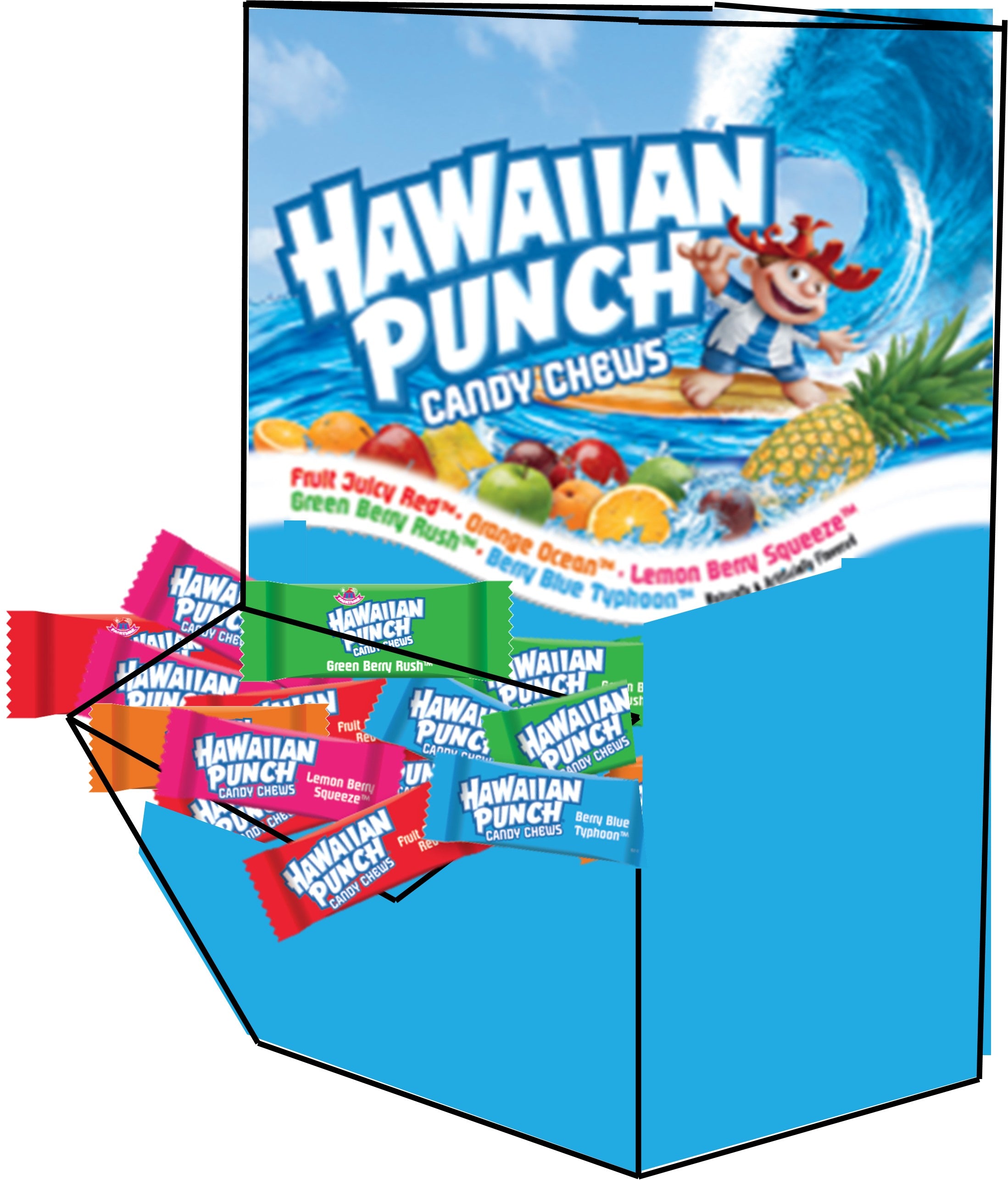 A&B Hawaiian Punch Chews 200Ct Counter Display 1/4ct