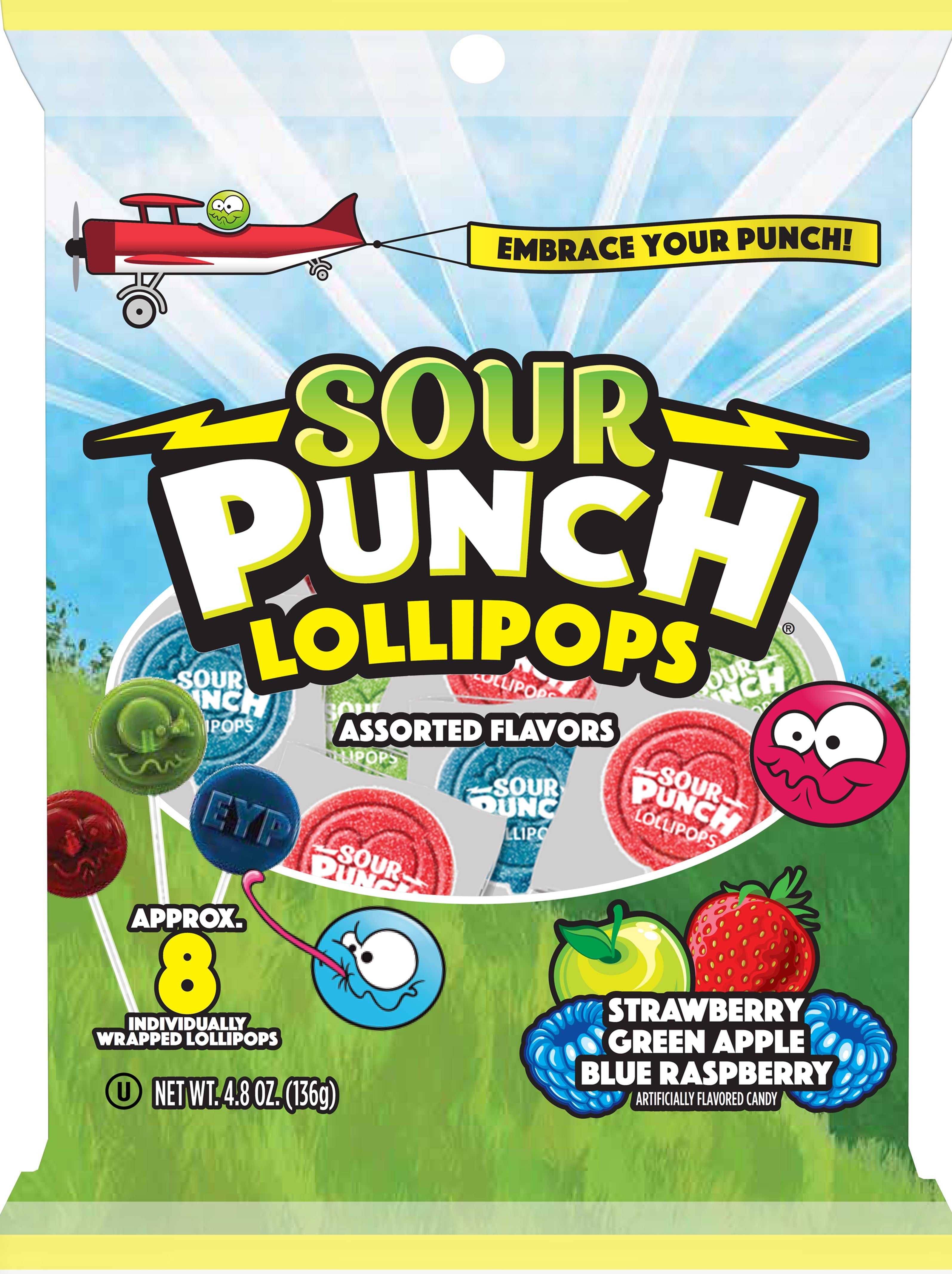 A&B Sour Punch Pops 4.75oz Peg Bag 1/12ct