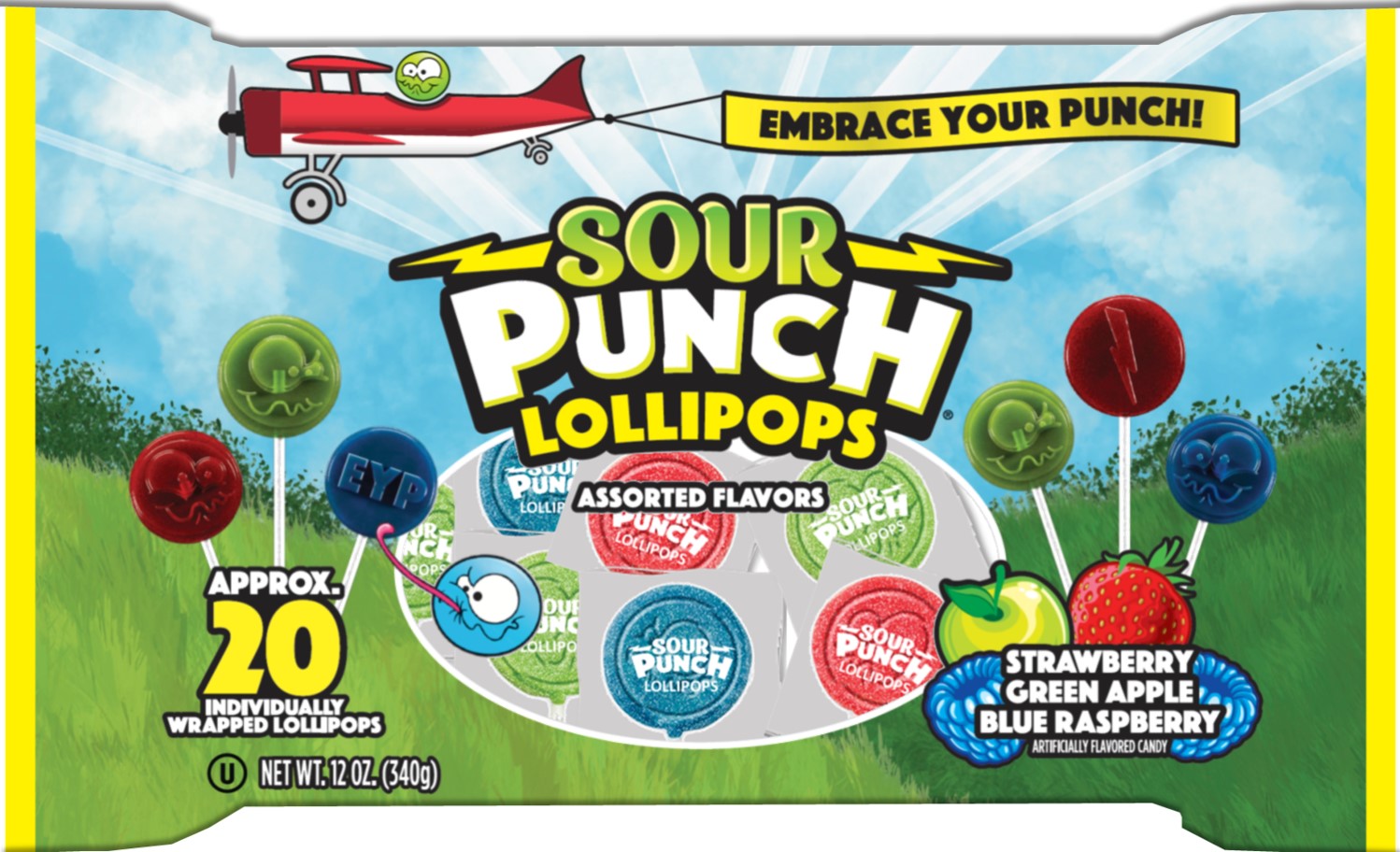 A&B Sour Punch Pops 12oz Laydown Bag Drc 1/12ct