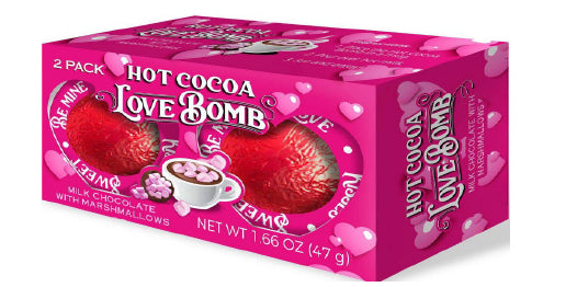 VALENTINE LOVE BOMB Hot cocoa MC Pink Marshmallow .83oz  1/24ct